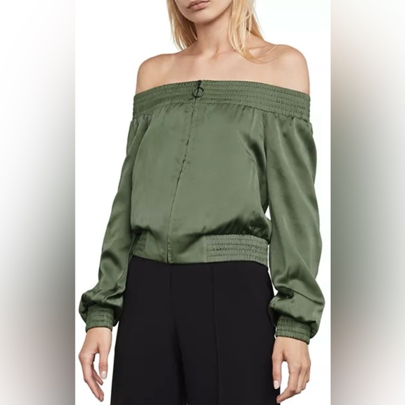 BCBGMAXAZRIA Marco Off-the-Shoulder Bomber Jacket - Picture 1 of 6